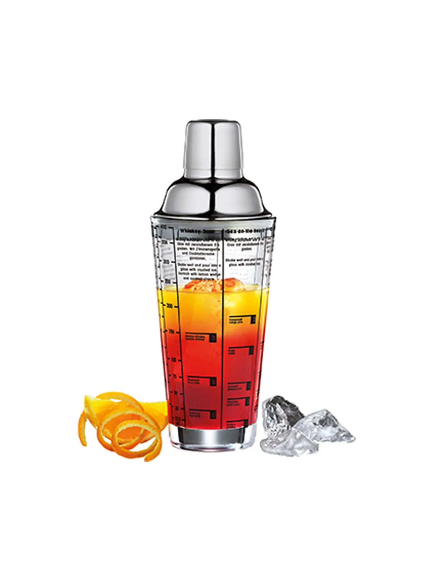 CILIO | Cocktailshaker mit Rezepten 0,4l Glas/Edelstahl | 